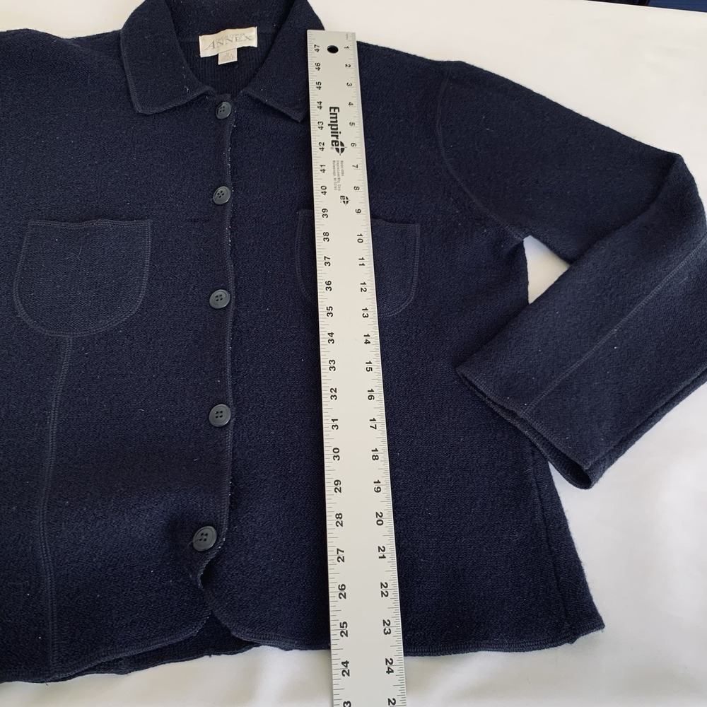VTG Casual Corner Annex Cardigan Sweater Jacket XL Navy Wool Button Up‎ Collared - Picture 6 of 12